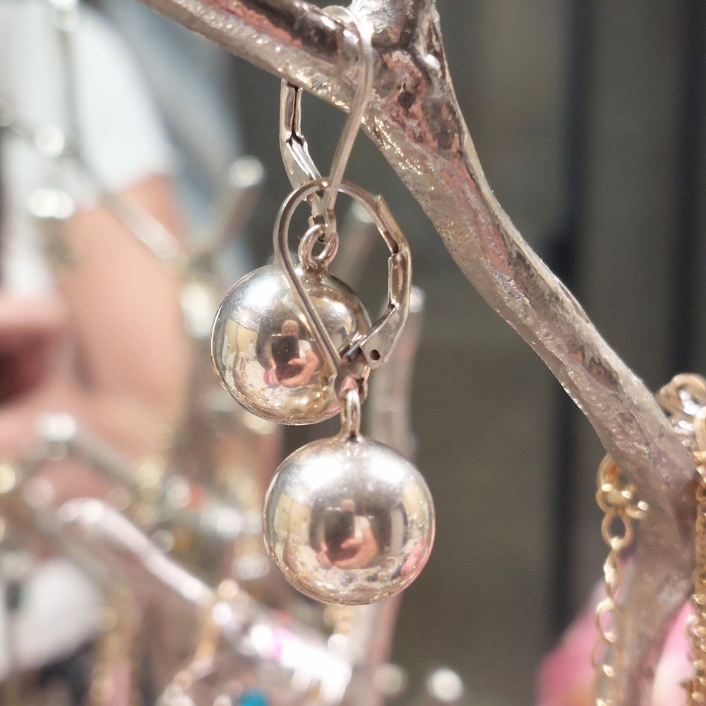 Silver ball earings